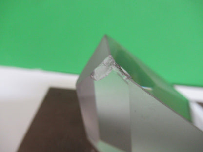 OPTICAL GLASS PRISM MOUNTED [chipped] MICROSCOPE OPTICS PART AS PICTURED 98-A-01