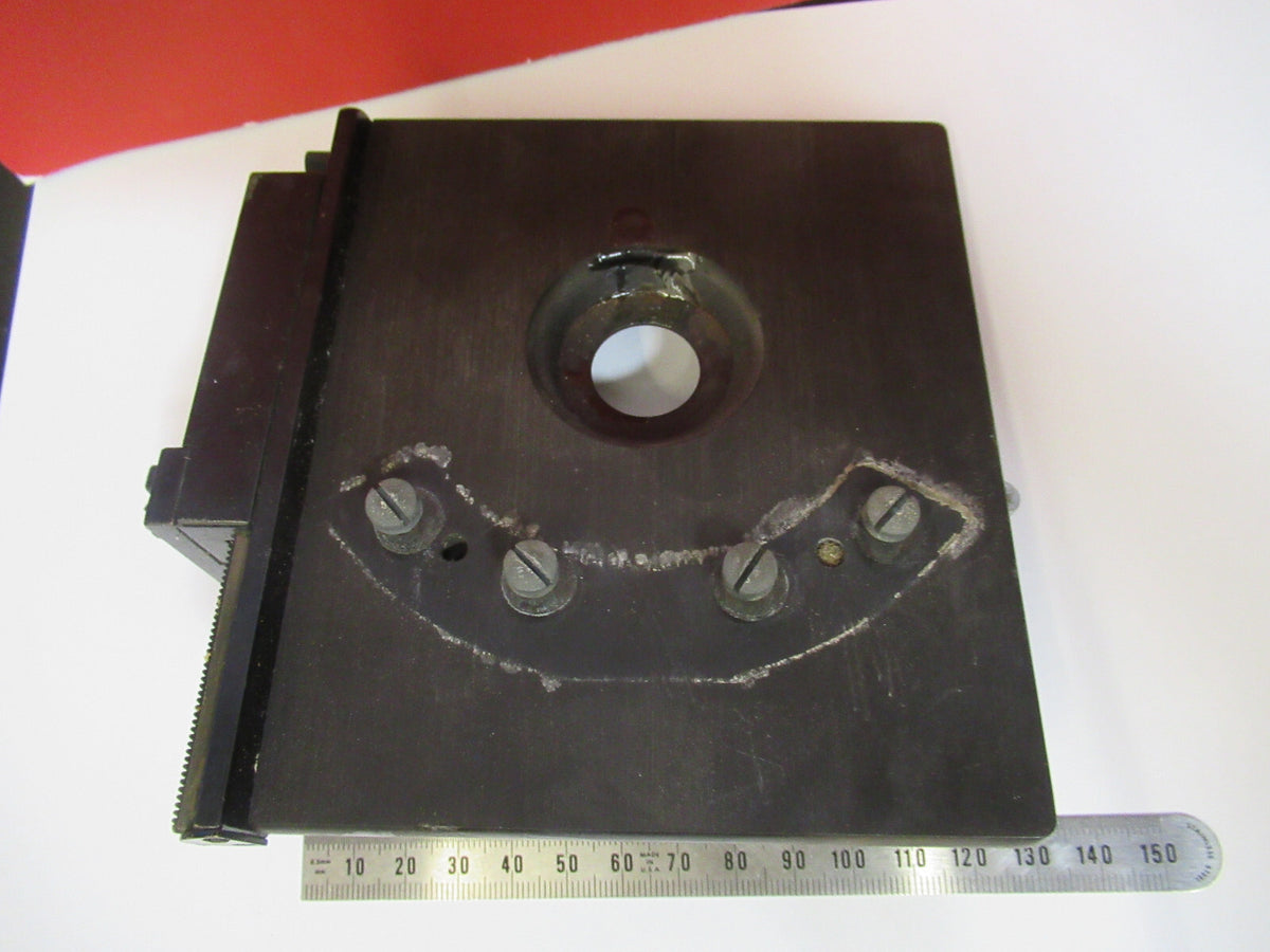 ANTIQUE BAUSCH LOMB XY STAGE TABLE HEAVY MICROSCOPE PART AS PICTURED S3-B-40