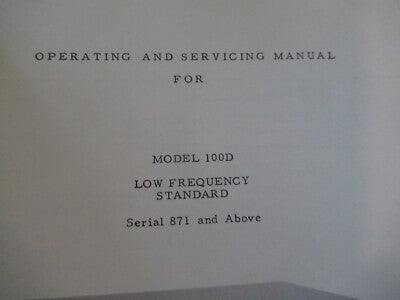 COLLECTABLE RARE HP HEWLETT PACKARD 100D FREQUENCY STANDARD MANUAL 1956 &BIBLI