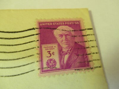 THOMAS ALVA EDISON 1947 ISSUE POSTAL STAMP ENVELOPE AS PICTURED &2-DT