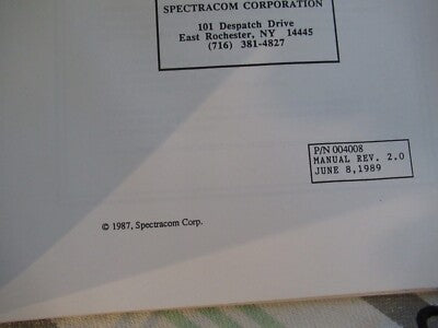 COLLECTABLE RARE SPECTRACOM 8140 FREQUENCY DIST MANUAL 1989 &BIBLI