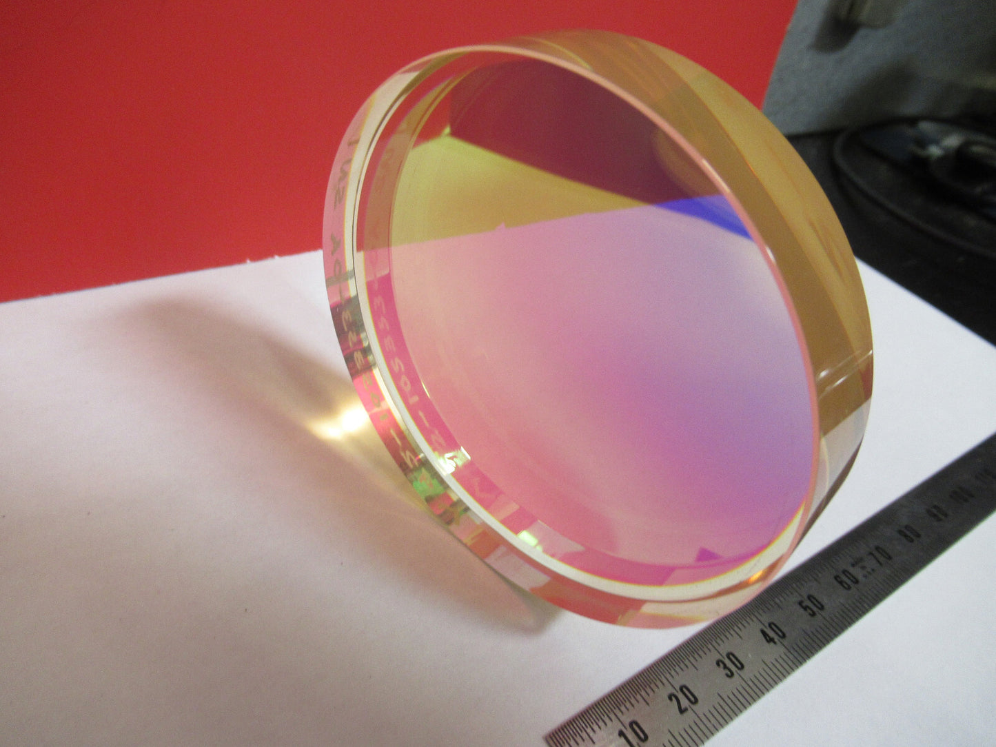 OPTICAL FLAT 3" ZERODUR 1/10 WAVE COATED DICHROIC OPTICS  AS PICTURED T1-A-82