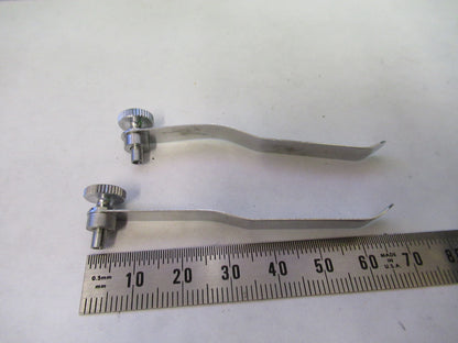 CARL ZEISS PAIR OF CLIPS STAGE MICROSCOPE PART AS PICTURED S1-B-74