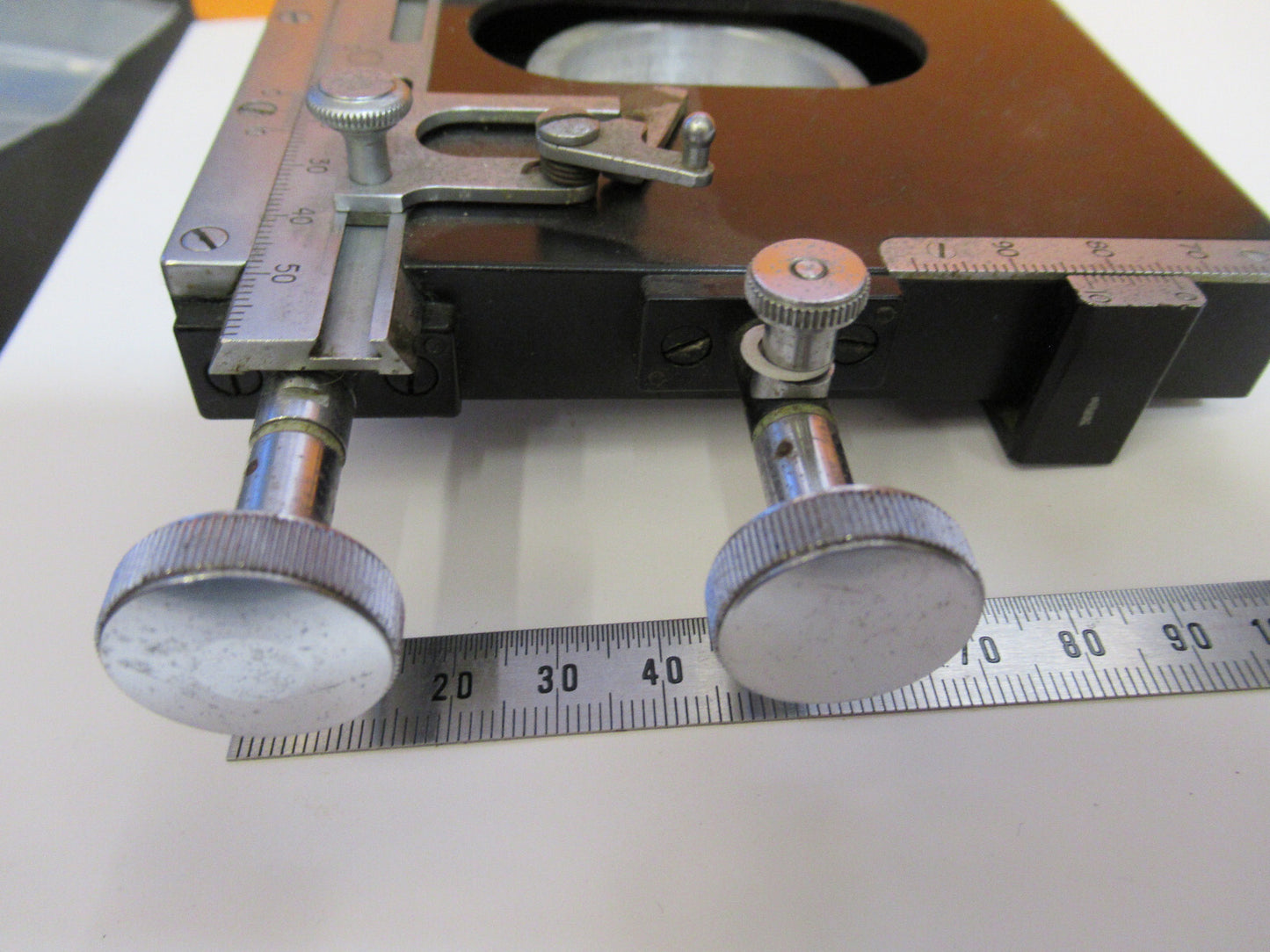 Cooke UK England Brass Heavy Xy Stage Clip Microscope Part