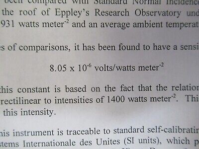 EPPLEY NORMAL INCIDENCE PYRHELIOMETER LIGHT INTENSITY SENSOR AS PICTURED A7-A-02