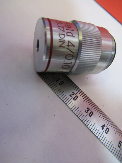 MEIJI JAPAN 4X /160 OBJECTIVE LENS  MICROSCOPE PART AS PICTURED  X8-B-04