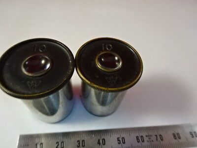 PAIR VINTAGE 10X LENS EYEPIECE OCULAR MICROSCOPE PART OPTICS &99-A-28