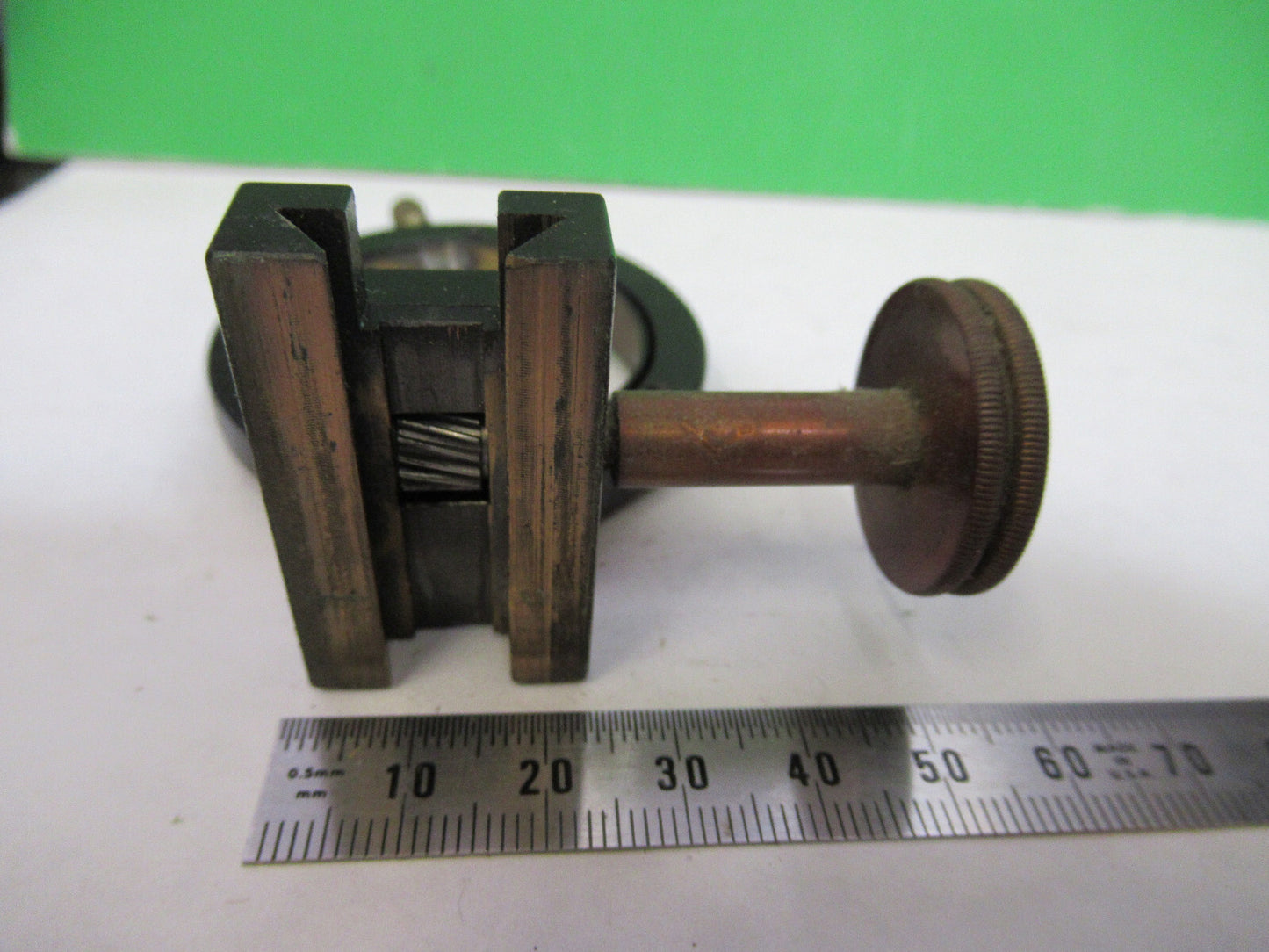 ANTIQUE BAUSCH LOMB CONDENSER HOLDER BRASS MICROSCOPE PART AS PICTURED S7-A-10