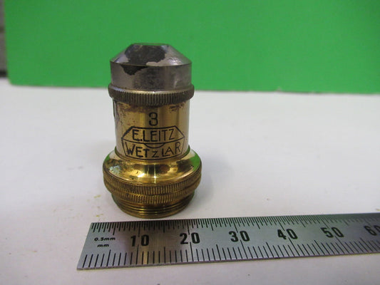 ANTIQUE BRASS OBJECTIVE "3" LEITZ GERMANY MICROSCOPE PART AS PICTURED V3-A-39