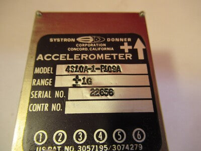 SYSTRON DONNER ACCELEROMETER 1 g's 4310A-1-P109A INERTIAL AS PICTURED &FT-6-33