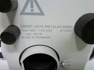 Microscope 307-143 Ernst Leitz Germany Lamp Housing Illuminator Optics