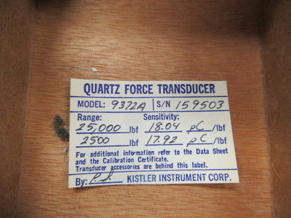 KISTLER FORCE LINK LOAD CELL 9372A 9071 SENSOR PIEZOELECTRIC AS PICTURED B3-B-54