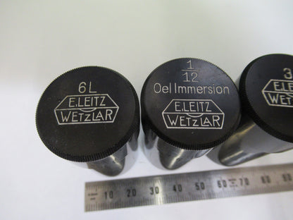 LEITZ GERMANY  LOT 3ea BRASS EMPTY OBJECTIVE CAN MICROSCOPE PART AS PIC &P4-B-91