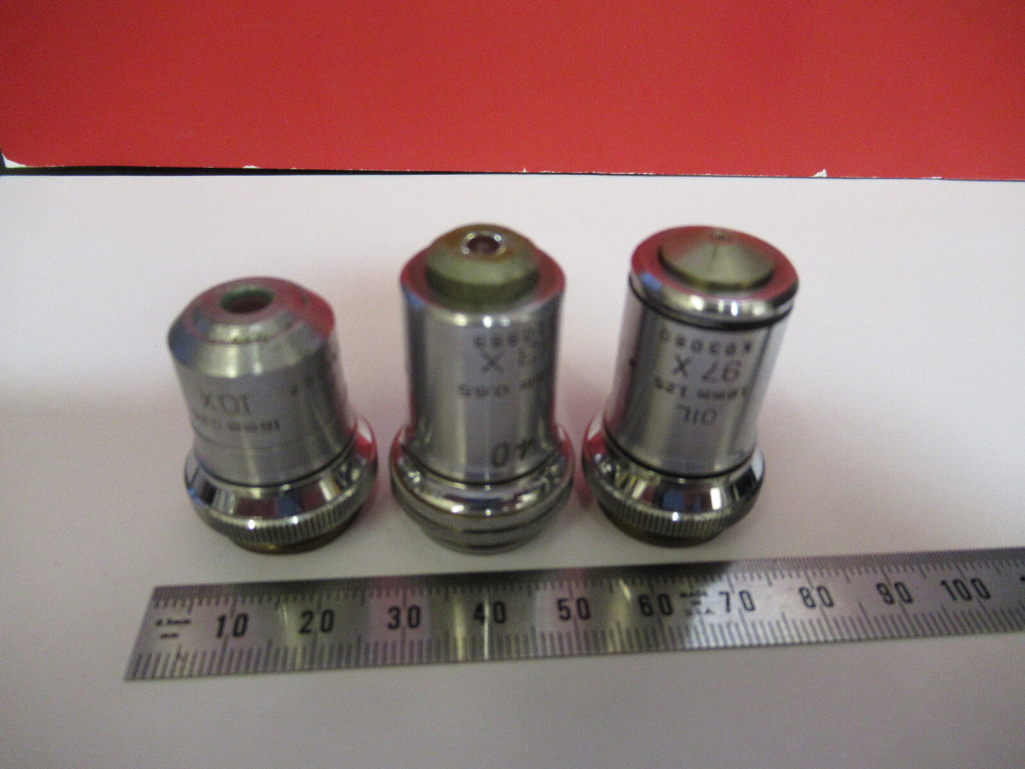 LOT 3ea OBJECTIVE BAUSCH LOMB VINTAGE MICROSCOPE PART AS PICTURED S3-B-22