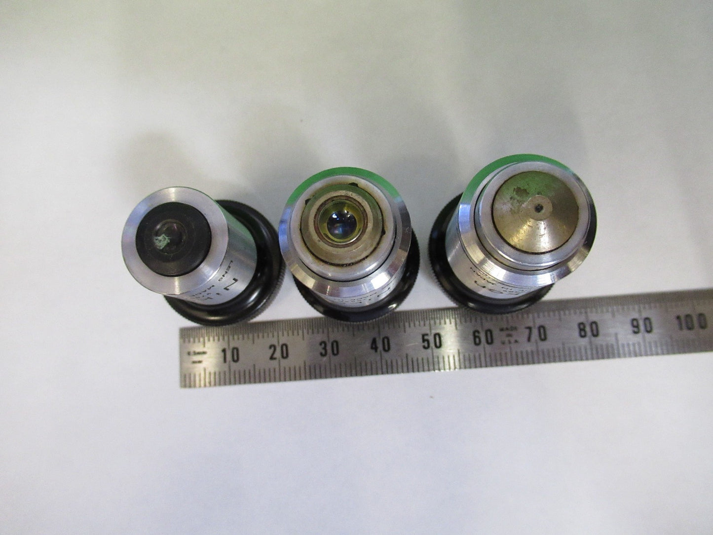 LOT OBJECTIVE NIKON JAPAN 10X 40X 100X MICROSCOPE PART AS PICTURED T4-B-26