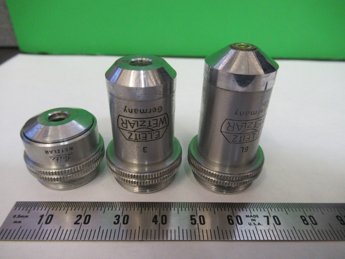 Ernst Leitz Wezlar Lot Objectives 3.5X 10X 45X Microscope Part