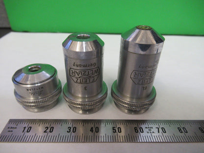 Ernst Leitz Wezlar Lot Objectives 3.5X 10X 45X Microscope Part