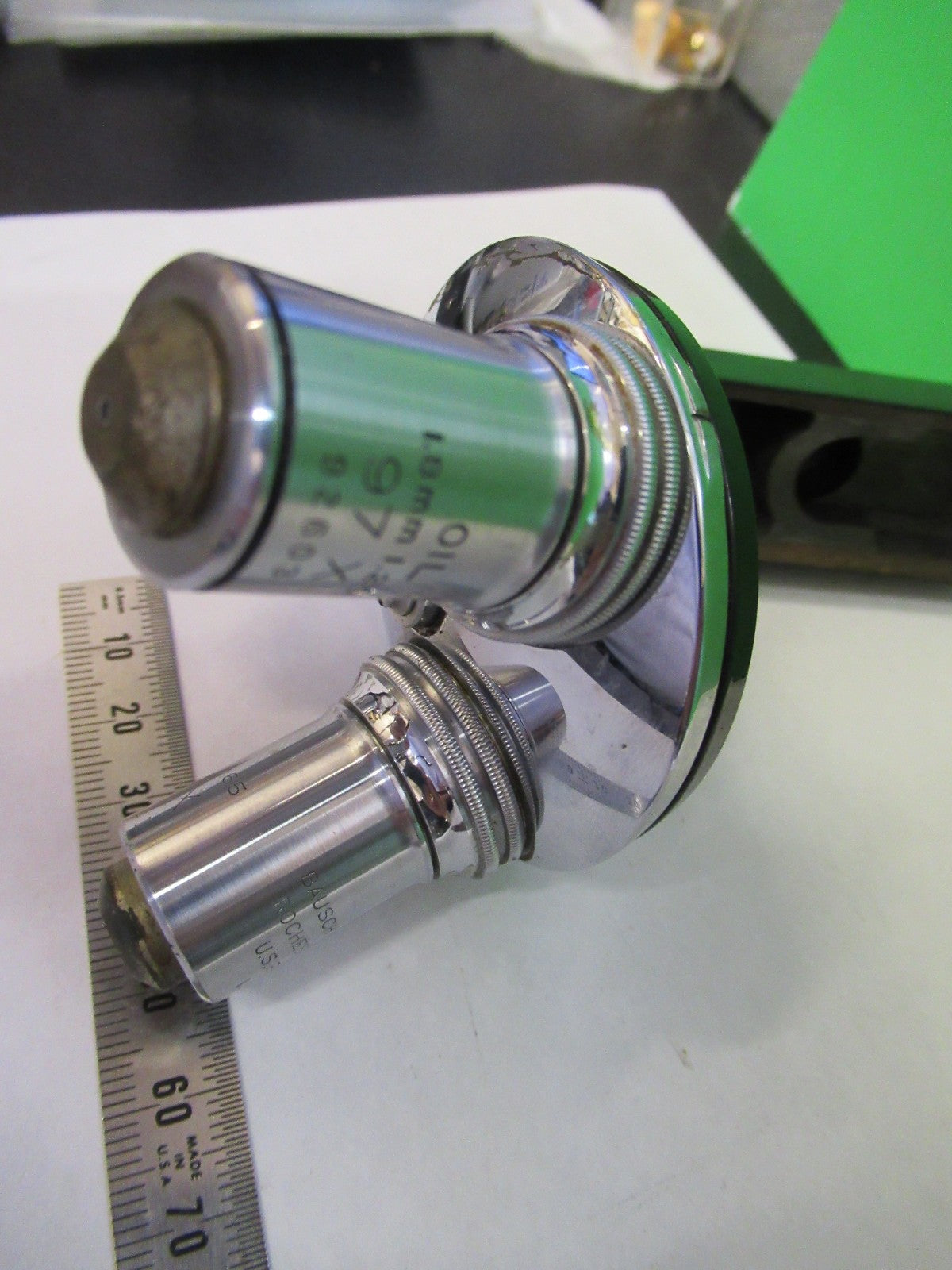 BAUSCH LOMB ANTIQUE NOSEPIECE + OBJECTIVES MICROSCOPE PART AS PICTURED Y4-FT-88