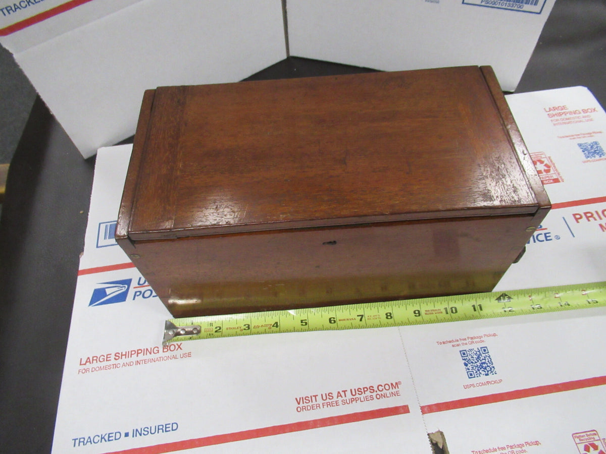 EMPTY BECK UK WOOD CABINET ANTIQUE MICROSCOPE PART AS PICTURED #TB-3