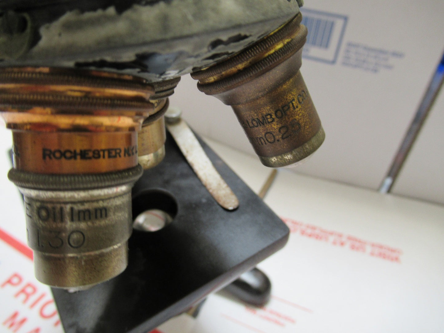 WEIRD RARE ANTIQUE BAUSCH LOMB MICROSCOPE with foldable legs AS PICTURED LOB
