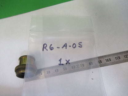 ANTIQUE ERNST LEITZ BRASS OBJECTIVE 1X RARE MICROSCOPE PART AS PICTURED &R6-A-05