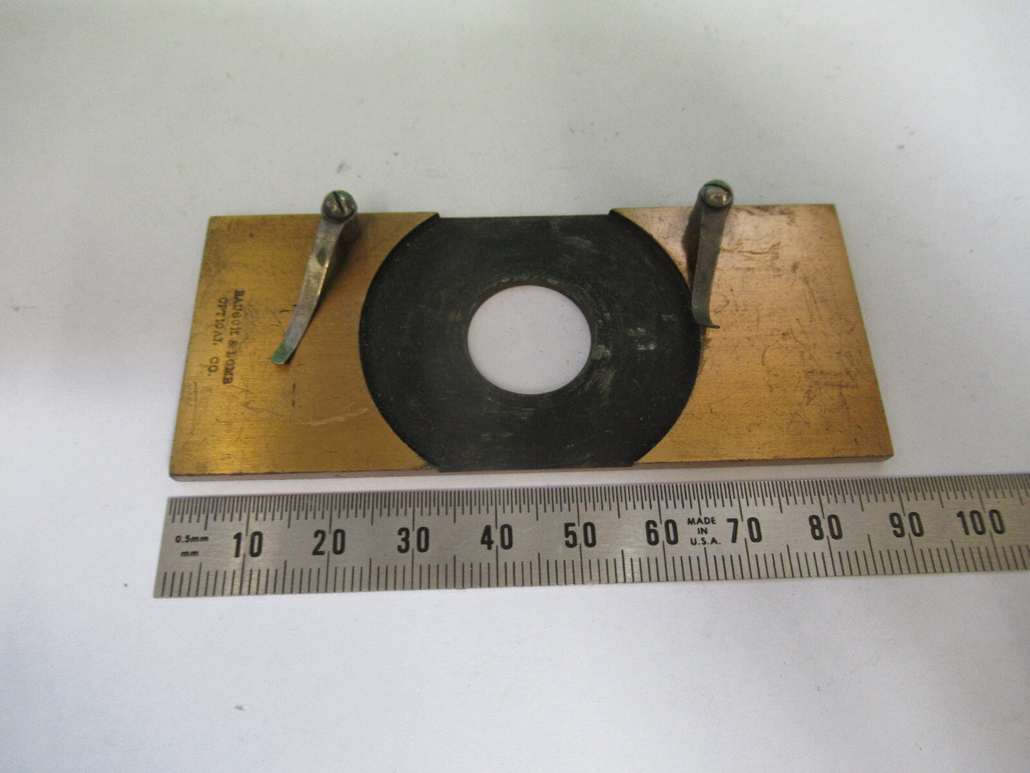 Antique Brass Bausch & Lomb Rare Stage Plate Microscope Part