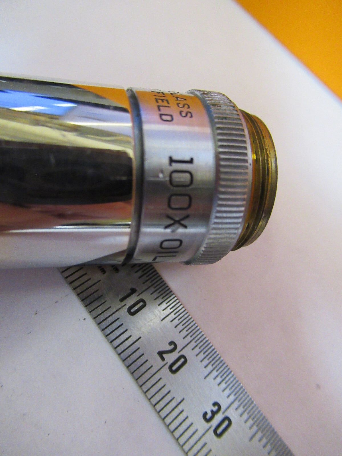MICROSCOPE INDUSTRIAL OBJECTIVE BAUSCH LOMB FLAT FIELD 100X OPTICS AS IS Y3-A-90