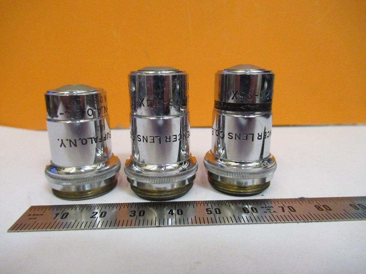 LOT AO AMERICAN SPENCER OBJECTIVES OPTICS MICROSCOPE PART AS PICTURED S4-B-35