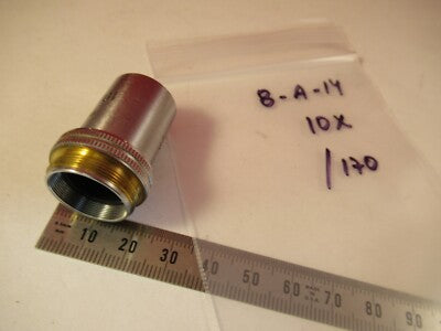 LEITZ GERMANY MICROSCOPE PART OBJECTIVE LENS 10X /170 OPTICS AS PICTURED 8-A-14