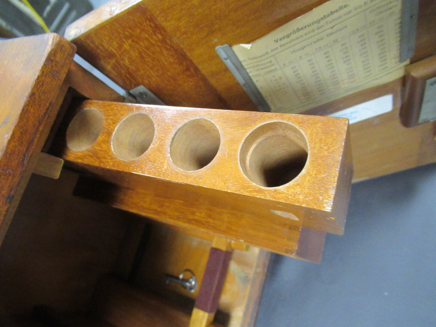 Empty Busch Germany Wood Cabinet Antique Microscope Part
