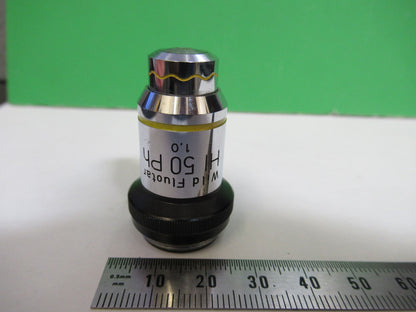 WILD HEERBRUGG SWISS FLUOTAR OBJECTIVE 50X MICROSCOPE PART PHASE AS PIC V7-FT-96