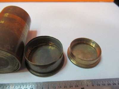 Lot Antique Brass Objective Can Mismatched Microscope Parts