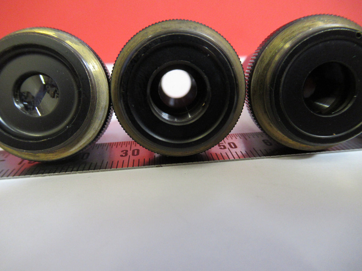 LOT 4ea OBJECTIVE OLYMPUS JAPAN OPTICS  MICROSCOPE PART AS PICTURED S3-B-51
