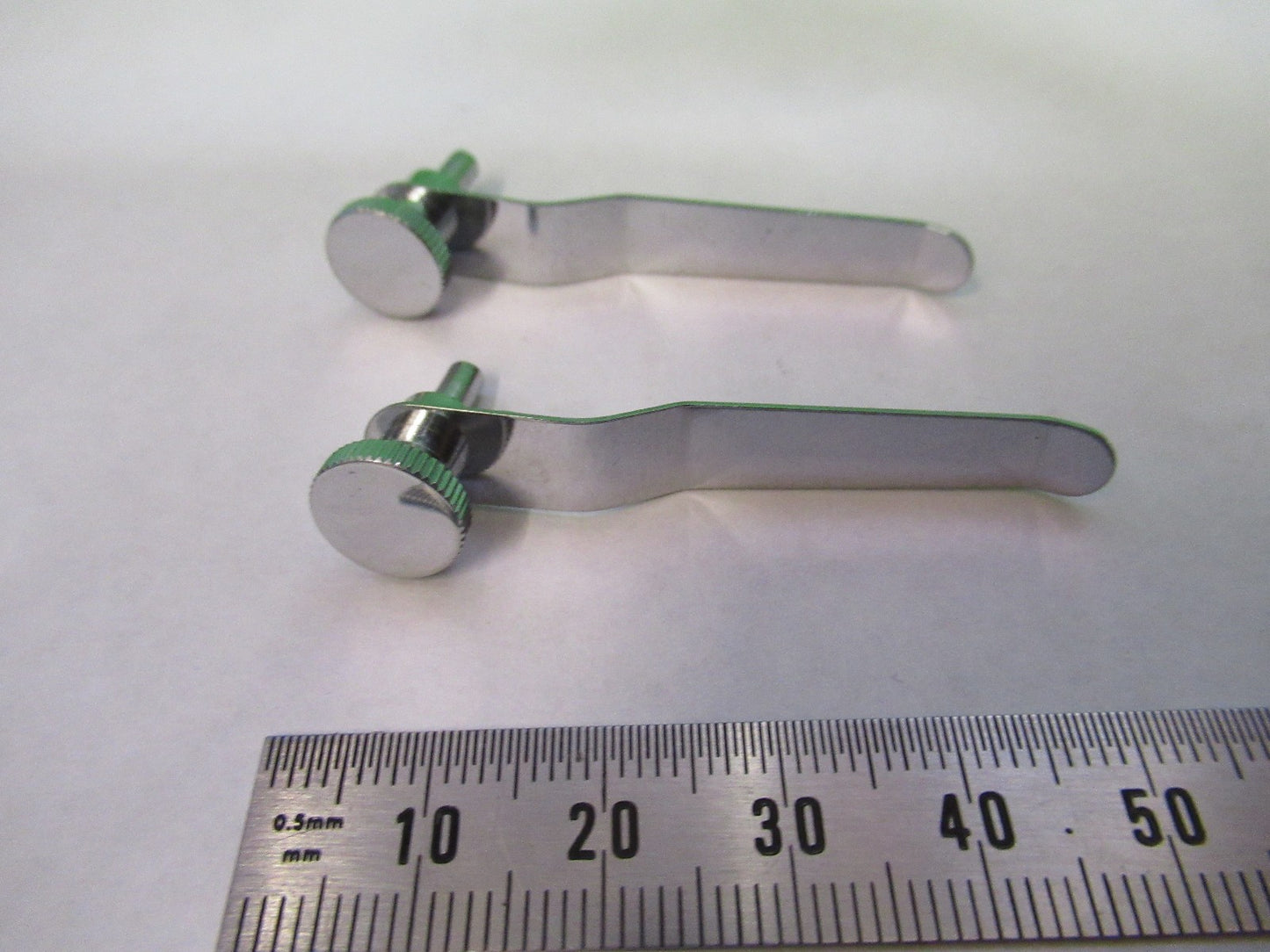 PAIR CLIPS STAGE SPECIMEN UNITRON  JAPAN MICROSCOPE PART AS PICTURED U8-A-08