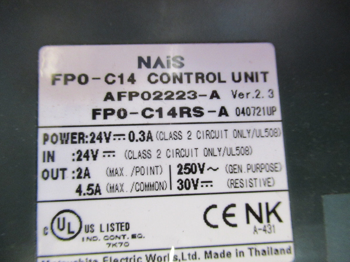 NAIS FPO-C14 CONTROL UNIT 24V  AS PICTURED Q5-B-48