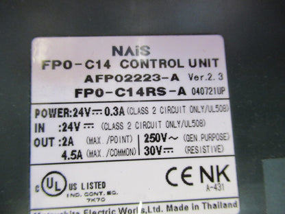 NAIS FPO-C14 CONTROL UNIT 24V  AS PICTURED Q5-B-48