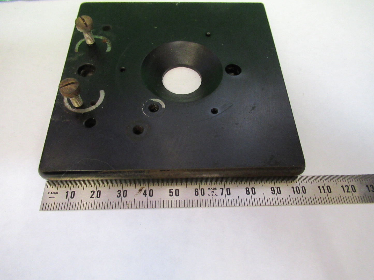 ANTIQUE BAUSCH LOMB STAGE TABLE MICROSCOPE PART AS PICTURED G8-A-51