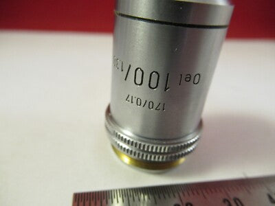 LEITZ GERMANY MICROSCOPE PART OBJECTIVE LENS 100X /170 OPTICS AS PICTURED 8-A-12