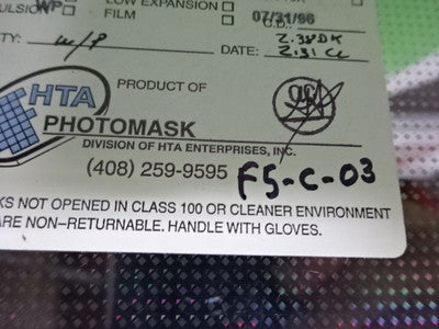 Optical Photomask Glass Mask Components Hoetron Laser Optics B