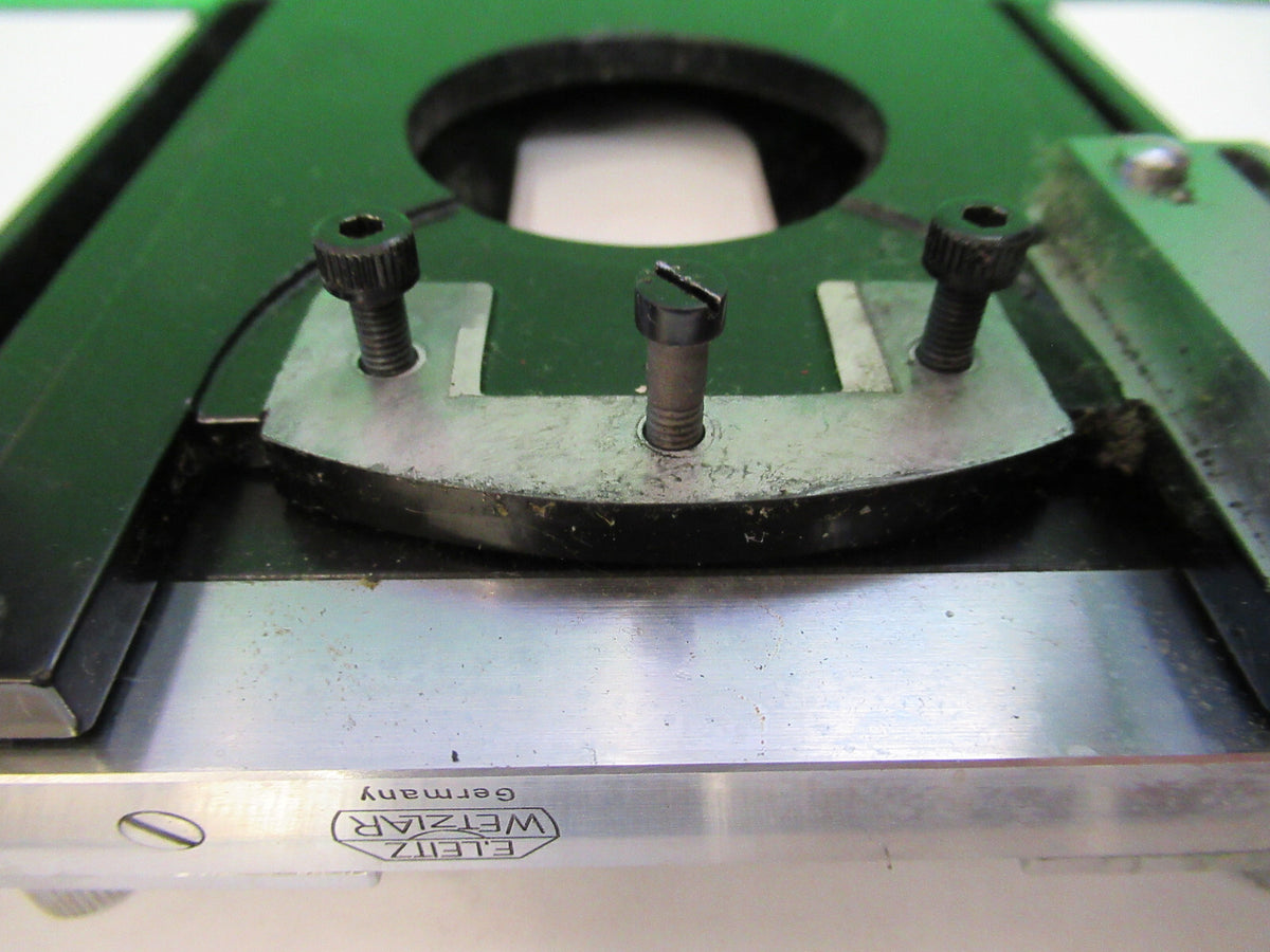 LEITZ GERMANY XY STAGE TABLE CLIPS MICROSCOPE PART AS PICTURED X4-A-26