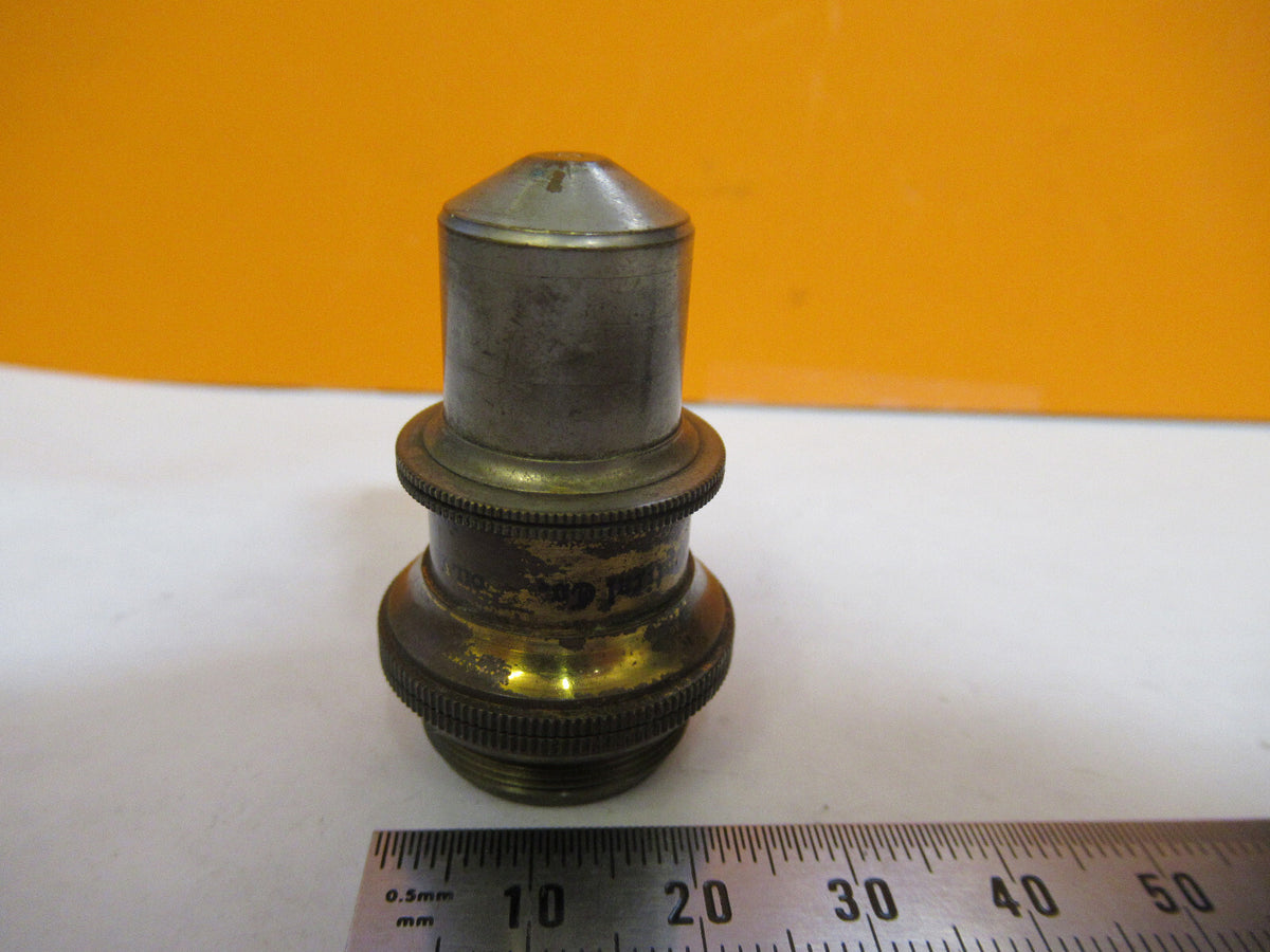 ANTIQUE BRASS BAUSCH LOMB OBJECTIVE 1/12 MICROSCOPE PART AS PICTURED Y3-A-46