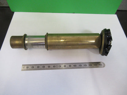 Antique Brass Reichert Tubus + Nosepiece Microscope Part