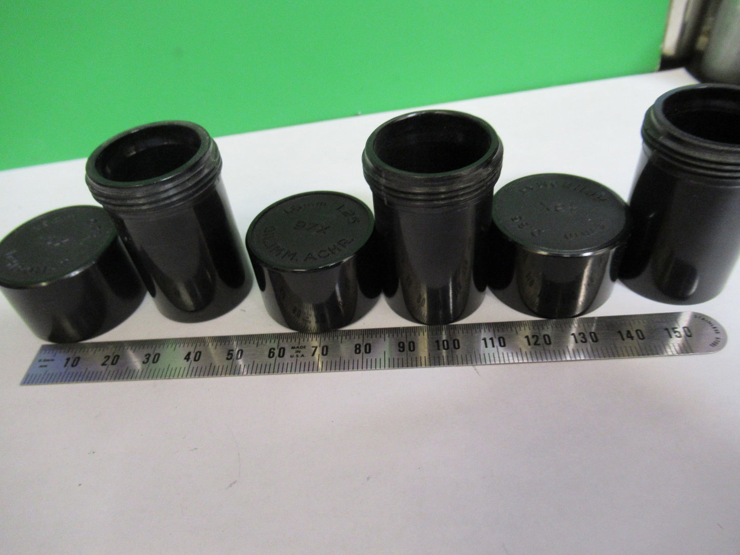 ANTIQUE PLASTIC EMPTY CANS BAUSCH OBJECTIV MICROSCOPE PART AS PICTURED T4-A-31