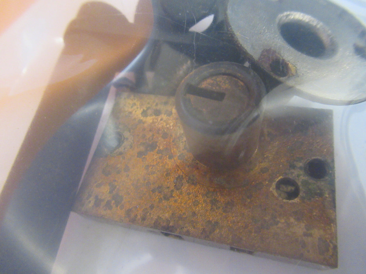 ANTIQUE LOCK +HANDLE BAUSCH LOMB WITHOUT KEY MICROSCOPE PART AS PICTURED Y1-A-01