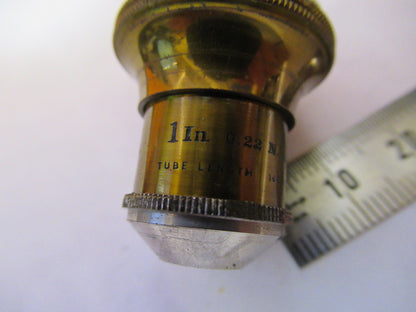 ANTIQUE BAUSCH LOMB BRASS OBJECTIVE 1in MICROSCOPE PART AS PICTURED Y1-A-52