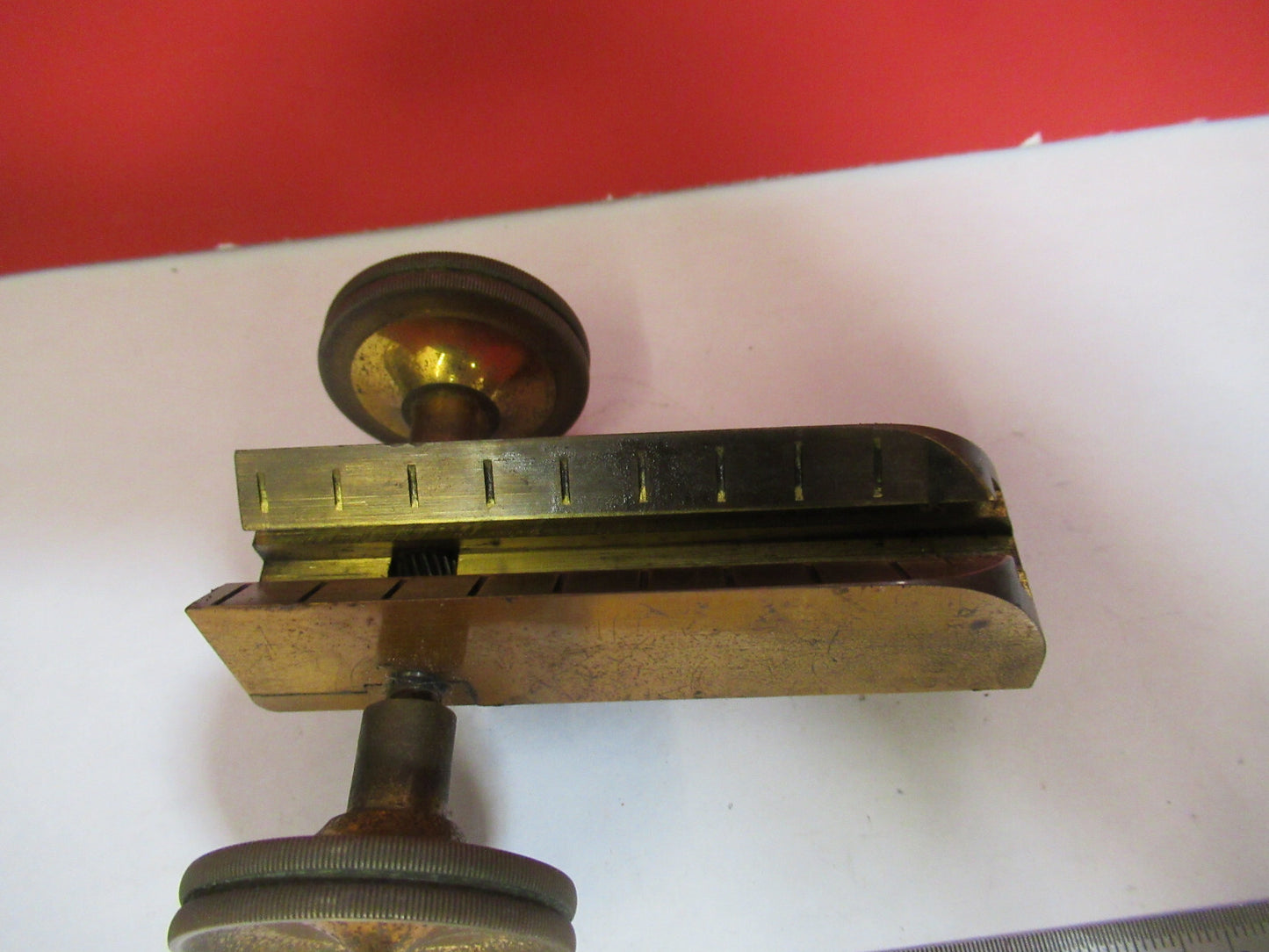 ANTIQUE BRASS SPENCER STAGE MICROMETER KNOBS MICROSCOPE PART AS PICTURED S3-B-19