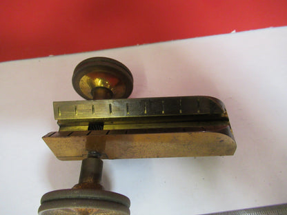 ANTIQUE BRASS SPENCER STAGE MICROMETER KNOBS MICROSCOPE PART AS PICTURED S3-B-19