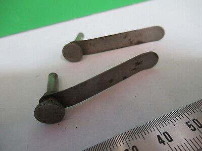 pair clips for ANTIQUE ERNST LEITZ MICROSCOPE PART AS PICTURED &Q9-A-26