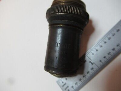 ANTIQUE BRASS OBJECTIVE BAUSCH LOMB APO 90X MICROSCOPE PART AS PICTURED &16-B-73