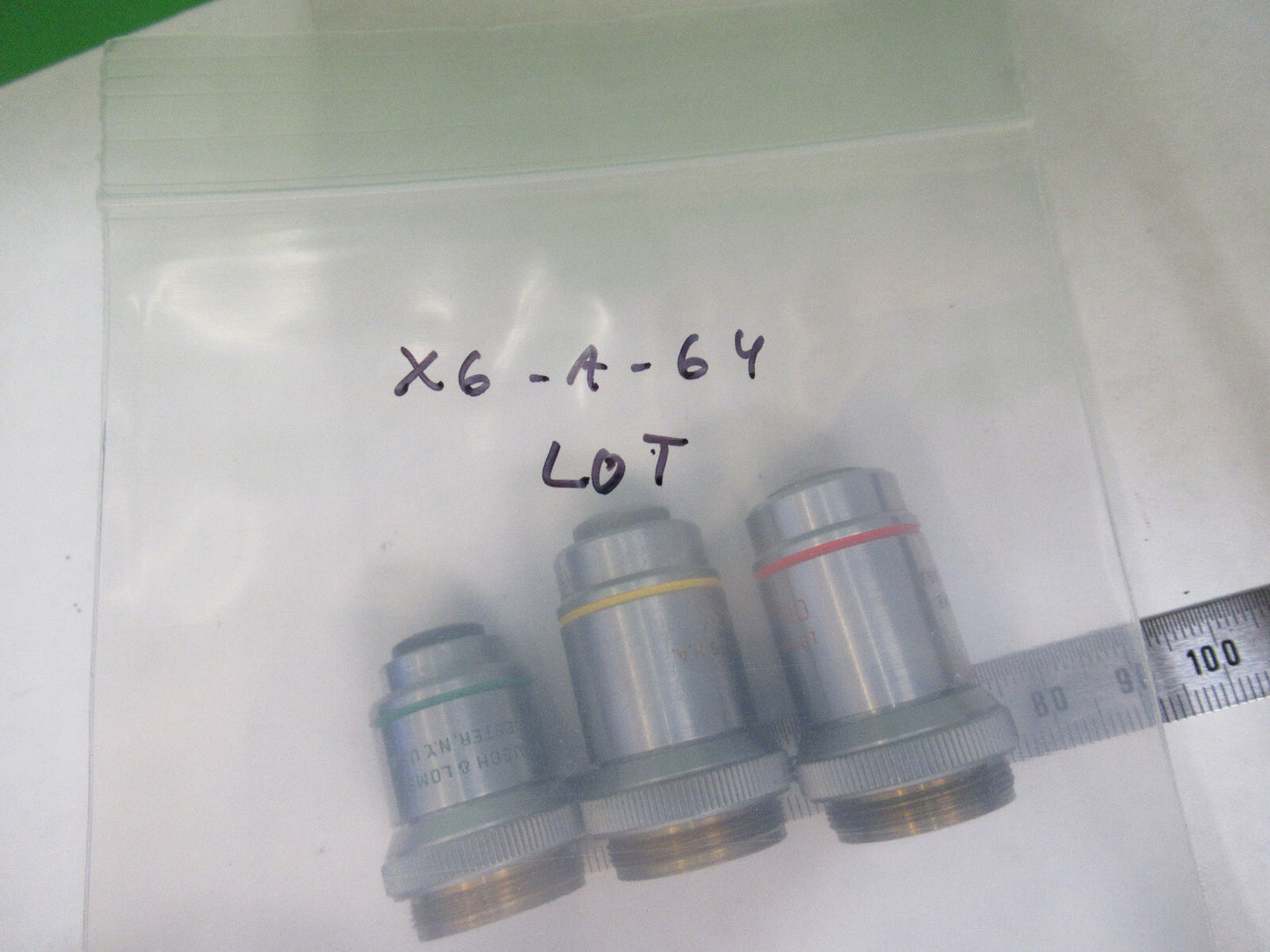 LOT 3ea OBJECTIVE BAUSCH LOMB INDUSTRIAL MICROSCOPE PART AS PICTURED X6-A-64